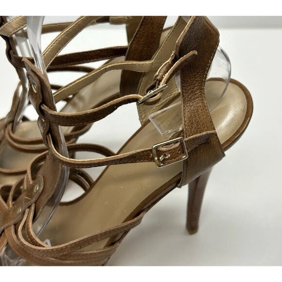 Stuart Weitzman Gladiator Sandals High Heels Strappy Size 10 Brown Leather - Picture 4 of 11